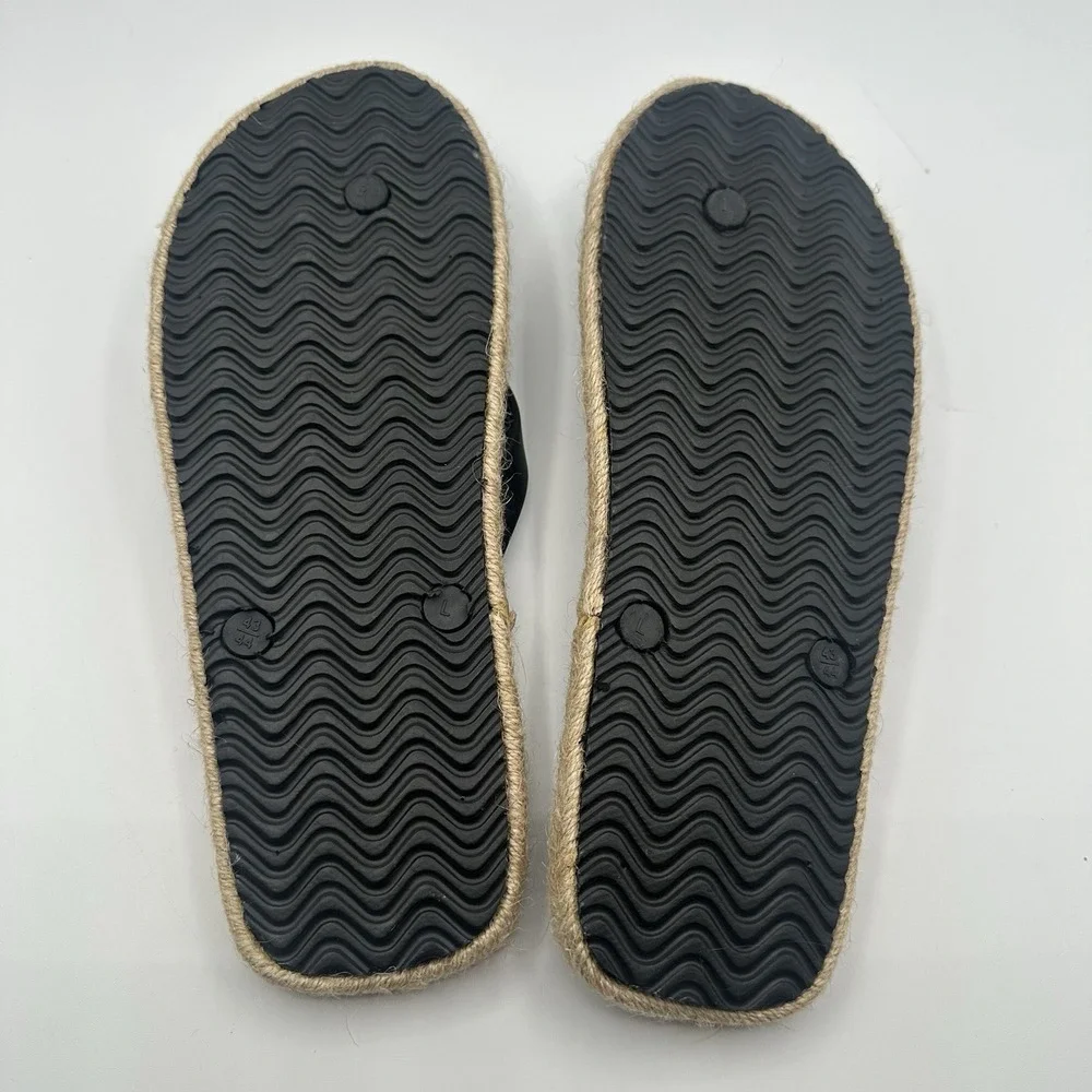 Frogg Toggs Kuba Sandals Mens‎ 10 Black Rope Sole Casual Beach Thong Flip-Flops